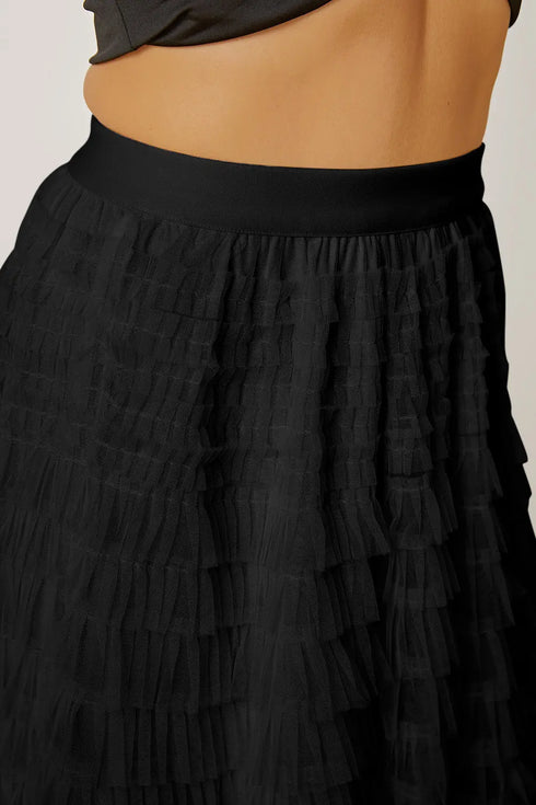 'Milena' Ruched High Waist Tiered Skirt - Celes Fashion